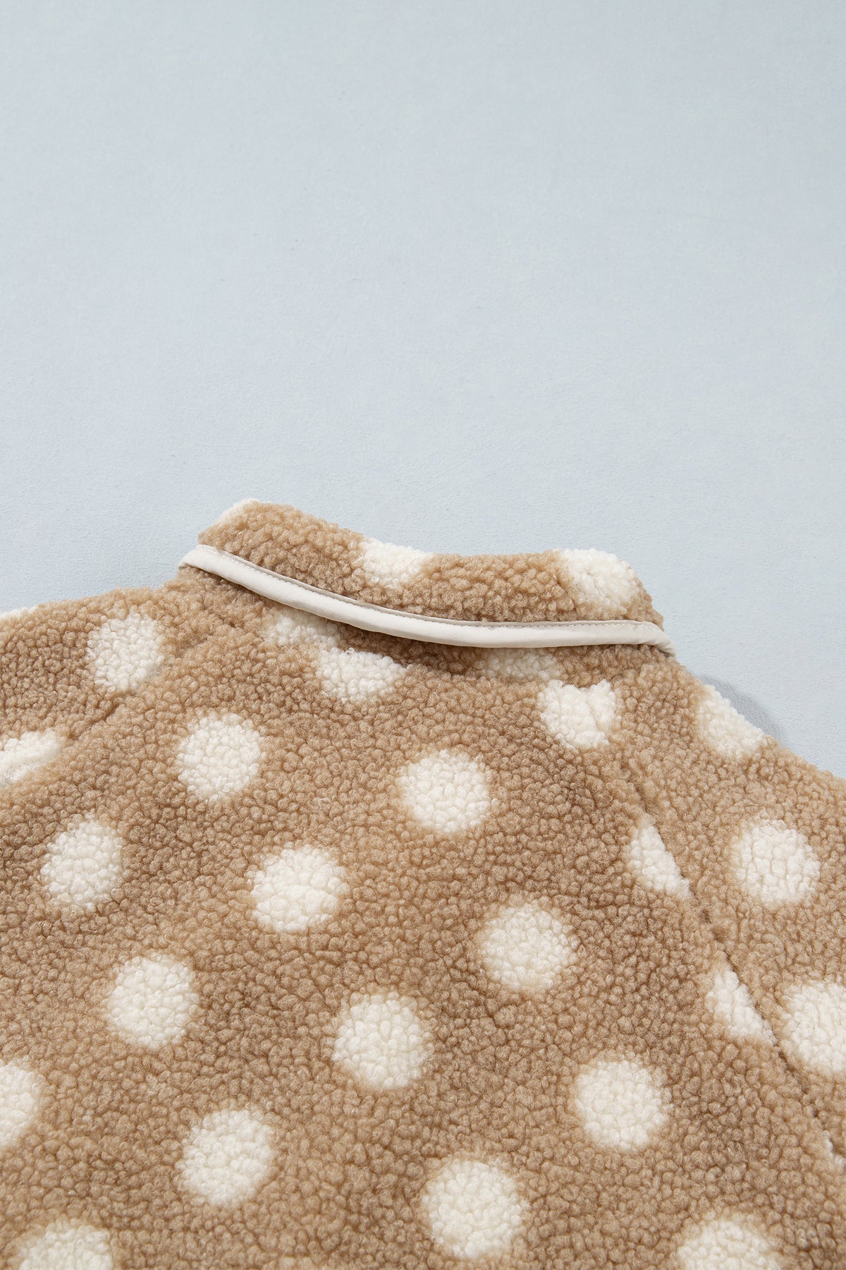 Khaki Polka Dot Faux Fur Jacket