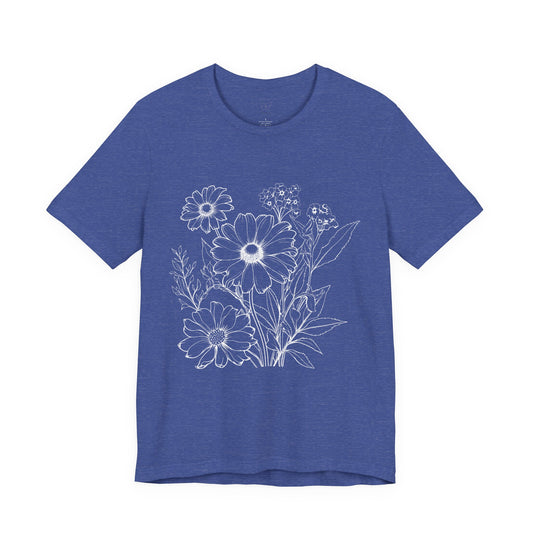 Floral Sketch Women's Tee — Hand-Drawn Wildflower Graphic