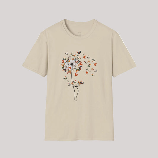 Chicken Dandelion T‑Shirt — Whimsical Floral Tee for Nature Lovers