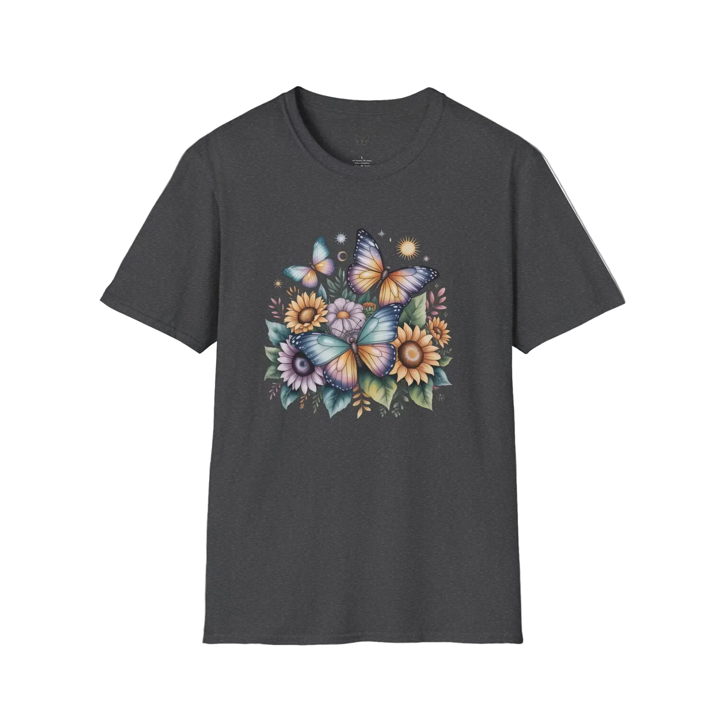 Butterfly Sunflower T-Shirt | Watercolor Floral Garden Tee
