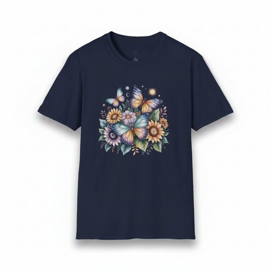 Butterfly Sunflower T-Shirt | Watercolor Floral Garden Tee