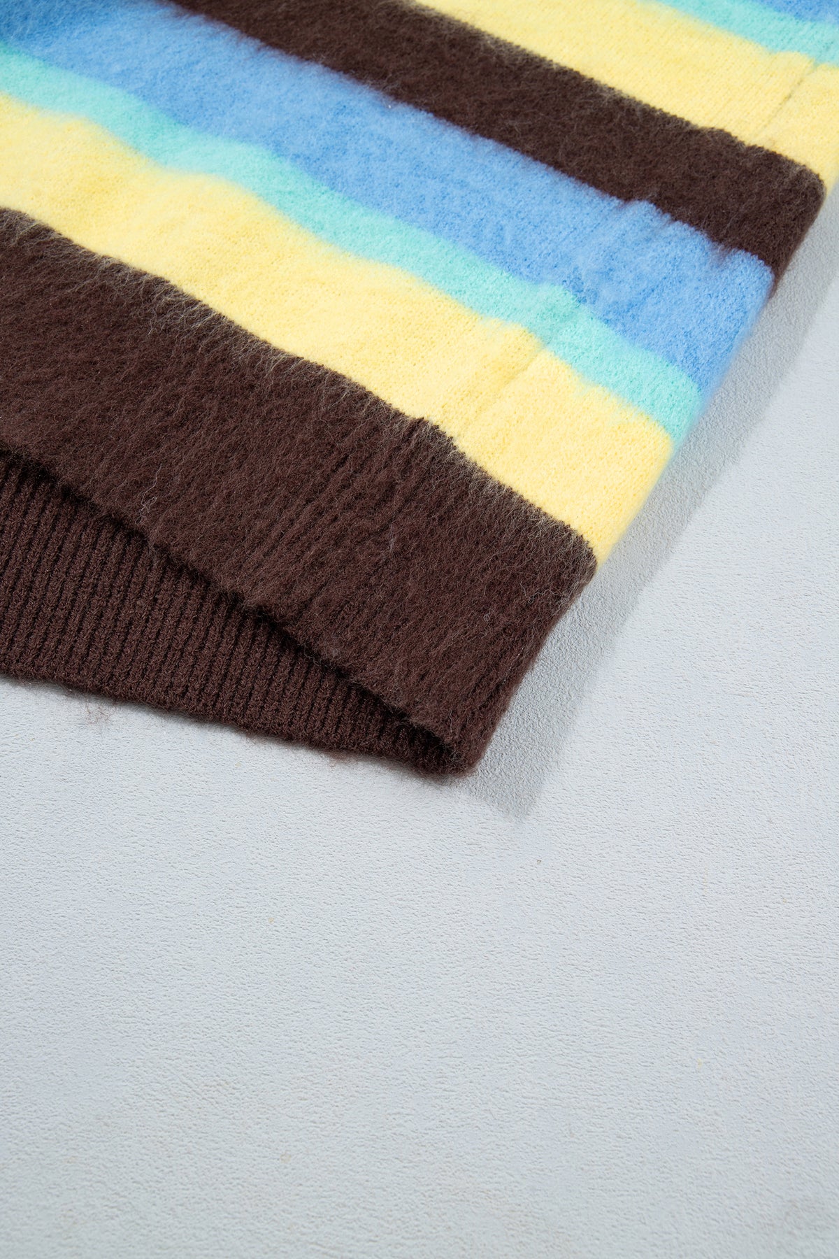 Multicolor Fuzzy Striped Sweater
