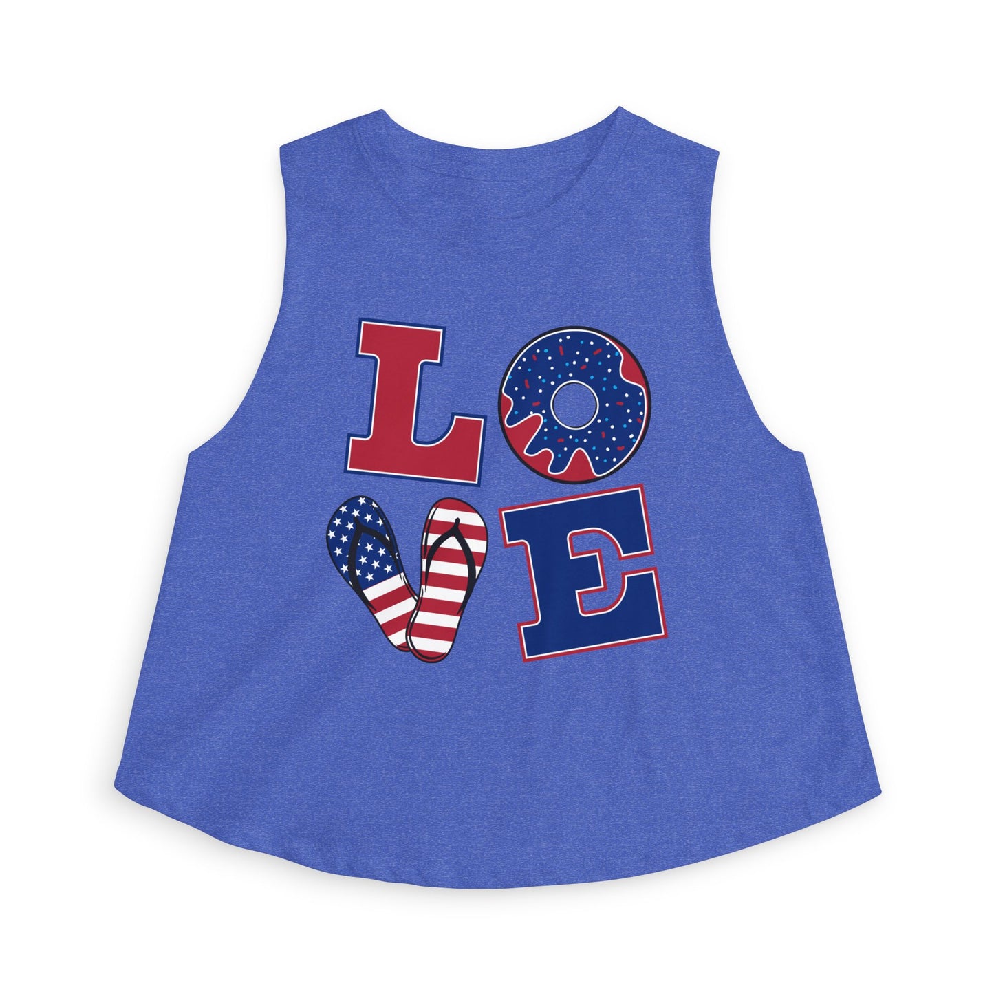 Crop Top — "LOVE" Patriotic American Flag Graphic (Stars & Stripes)