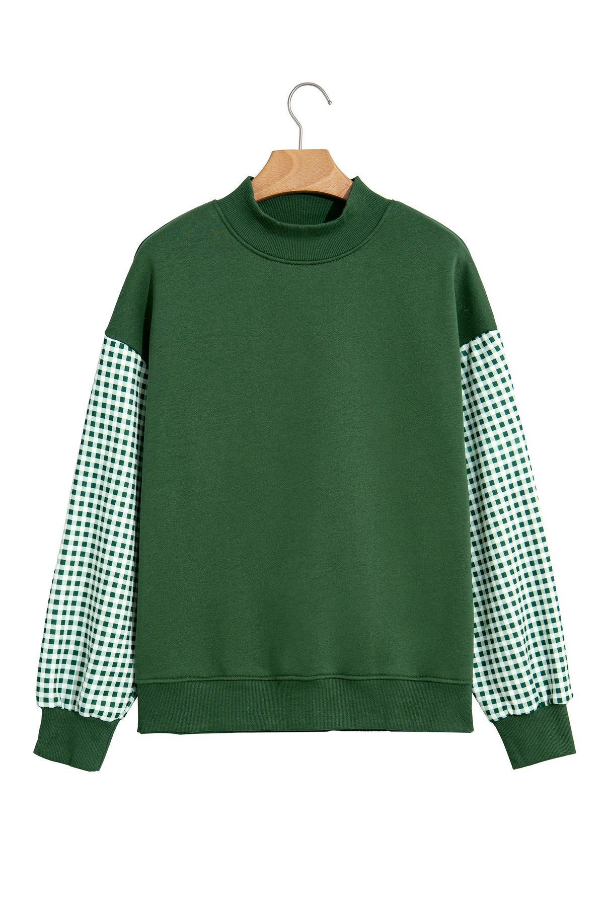 Plaid Sleeve Colorblock Tunic Sweatshirt