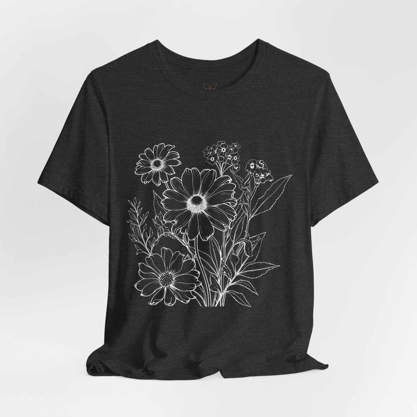 Floral Sketch Women's Tee — Hand-Drawn Wildflower Graphic