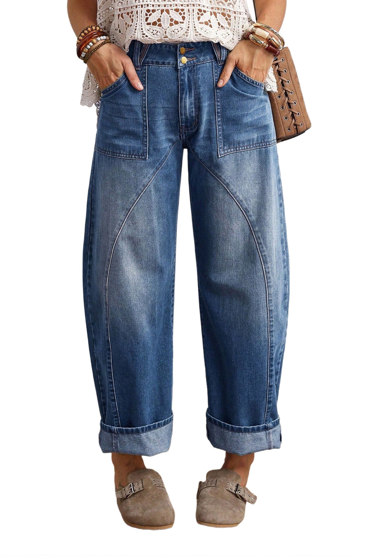 Ashleigh High-Waist Curved-Seam Ankle Jeans