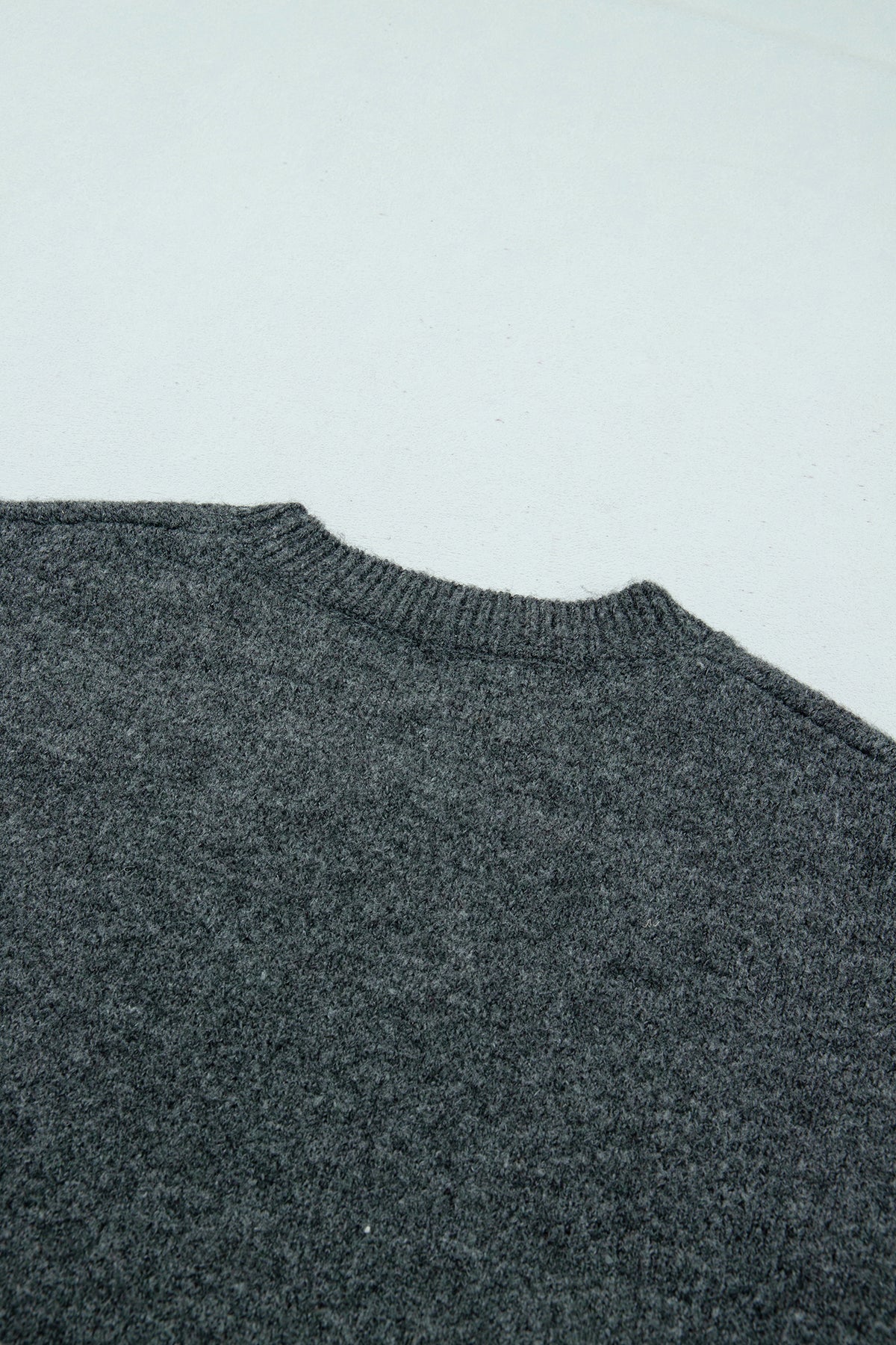 Dark Grey Beaded Floral Sweater