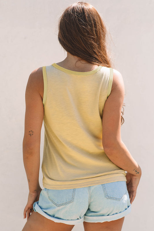 Metallic Edge Scoop Neck Tank Top – Tan