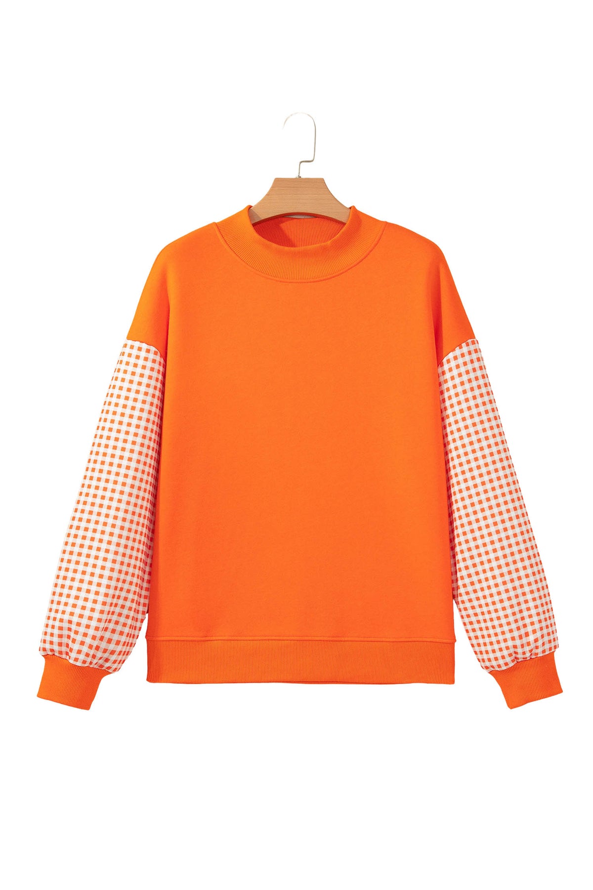 Plaid Sleeve Colorblock Tunic Sweatshirt