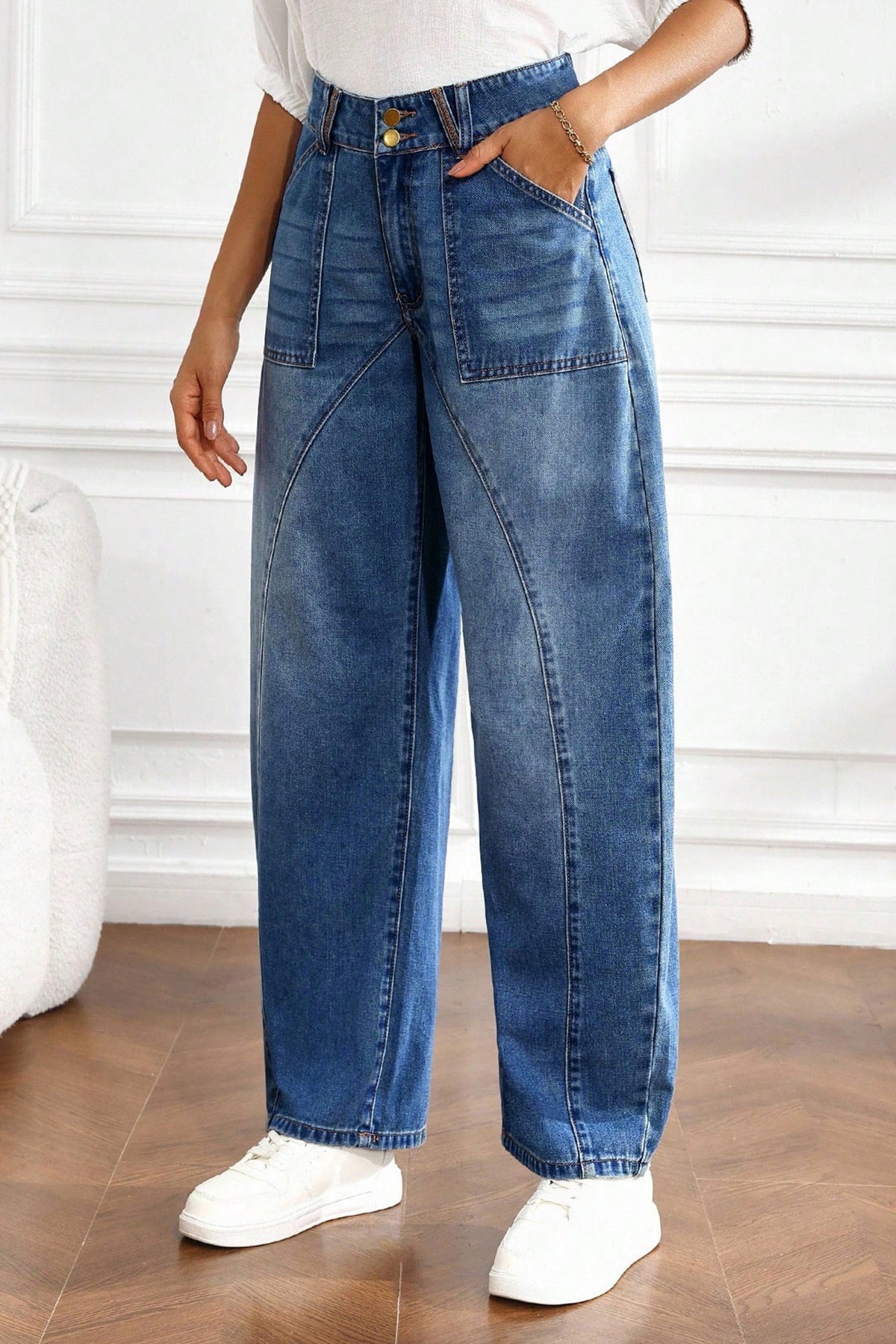 Ashleigh High-Waist Curved-Seam Ankle Jeans