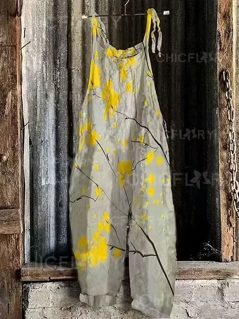 Women's Fun Print Wide-Leg Suspender Overalls