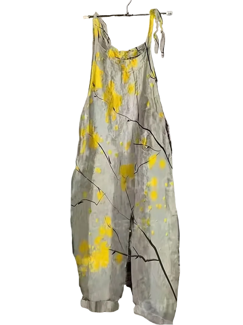 Women's Fun Print Wide-Leg Suspender Overalls