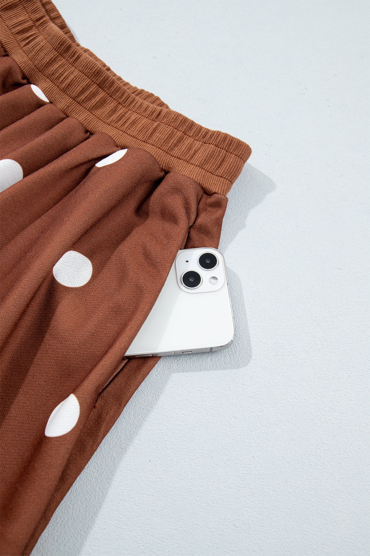 Brown Polka Dot Pullover & Skort Two-Piece Set