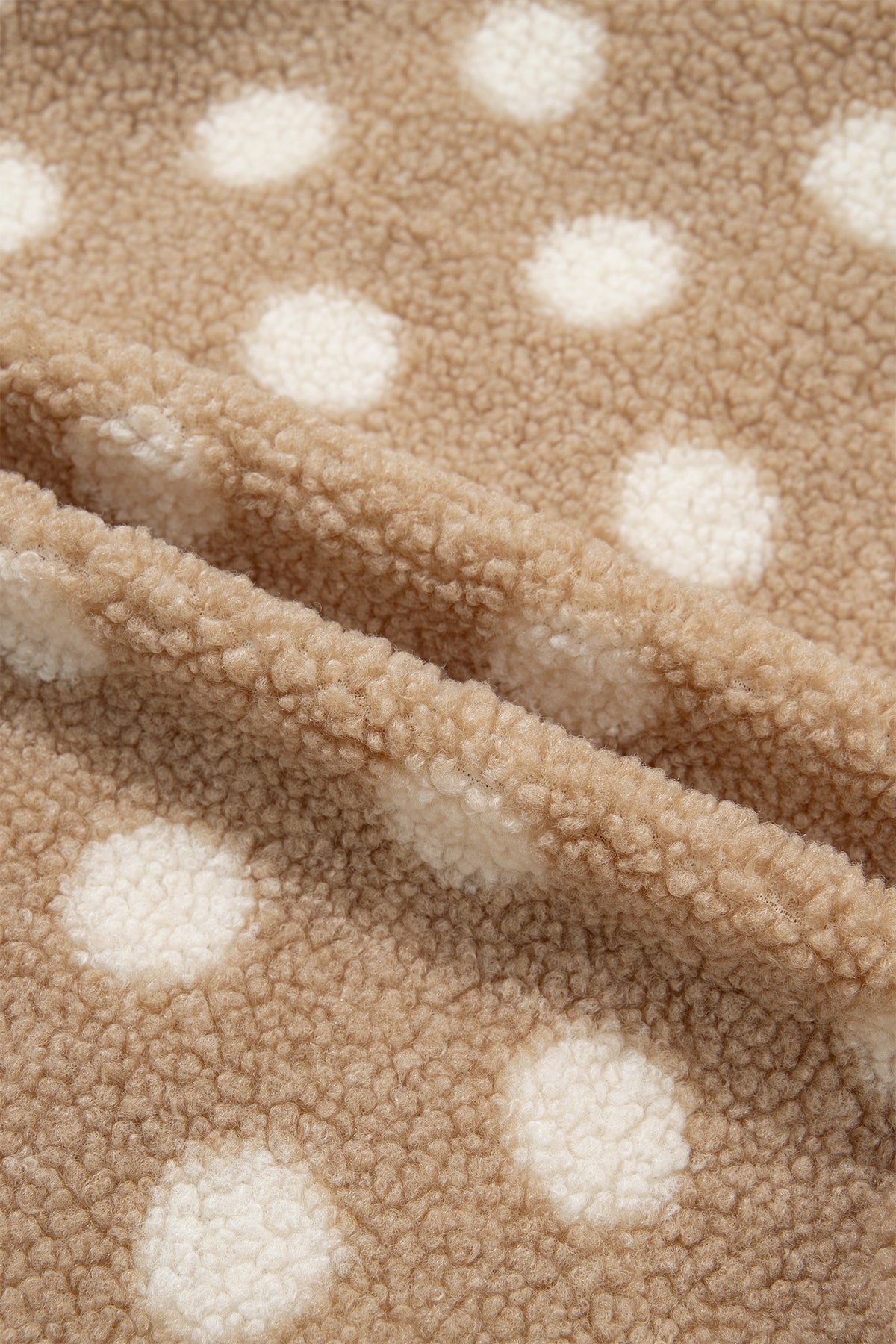 Khaki Polka Dot Faux Fur Jacket