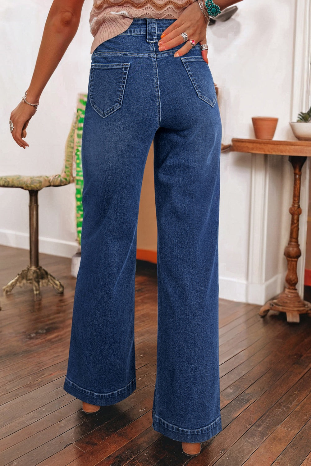 The jeans that do everything right. These wide leg, high waist jeans in a clean sail blue denim are the kind of pair you reach for again and again