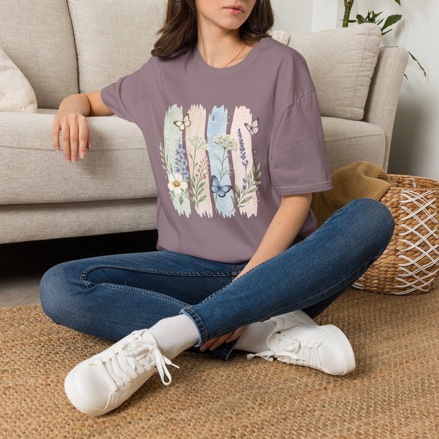 Floral Watercolor Butterfly T-Shirt — Pastel Garden Tee