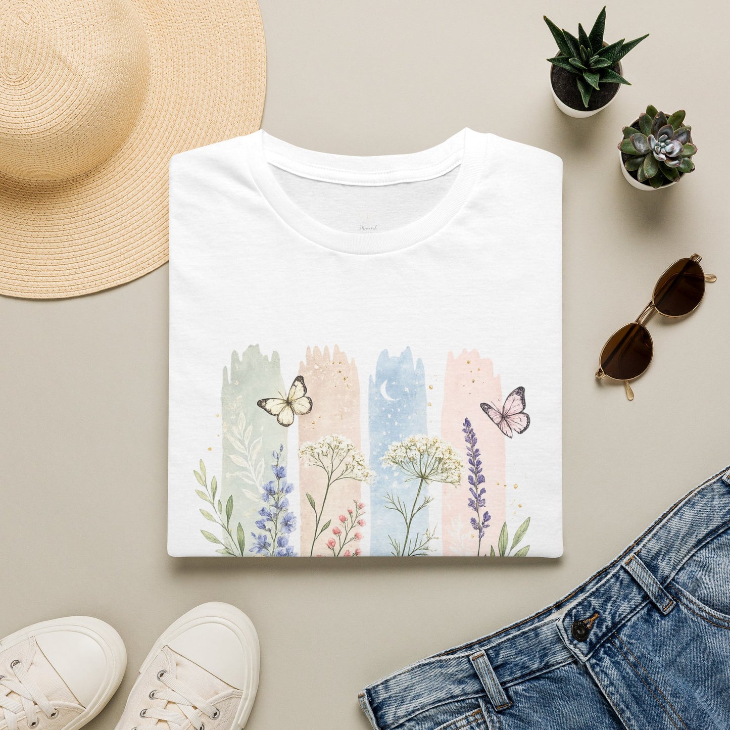 Floral Watercolor Butterfly T-Shirt — Pastel Garden Tee