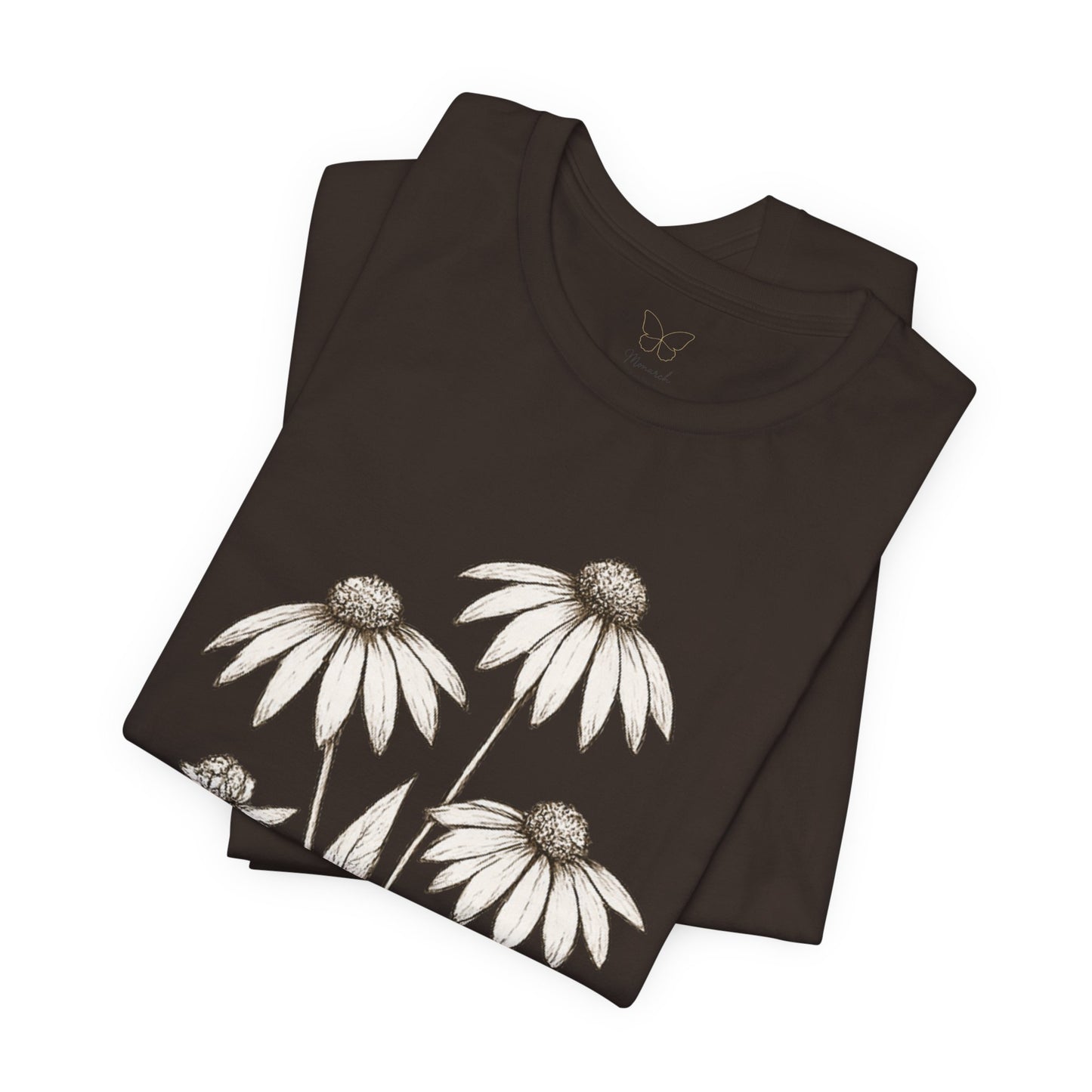 Daisy Sketch T‑Shirt — Vintage White Coneflowers Floral Tee