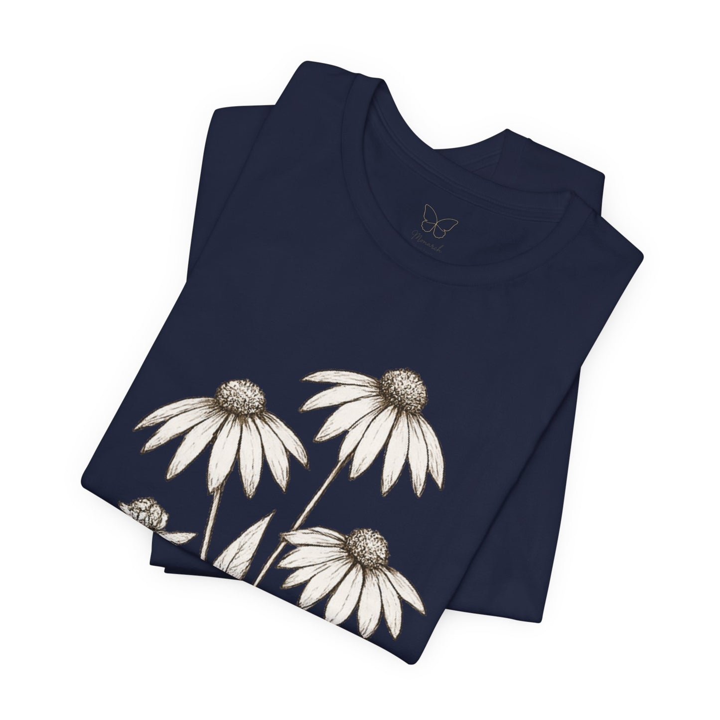 Daisy Sketch T‑Shirt — Vintage White Coneflowers Floral Tee