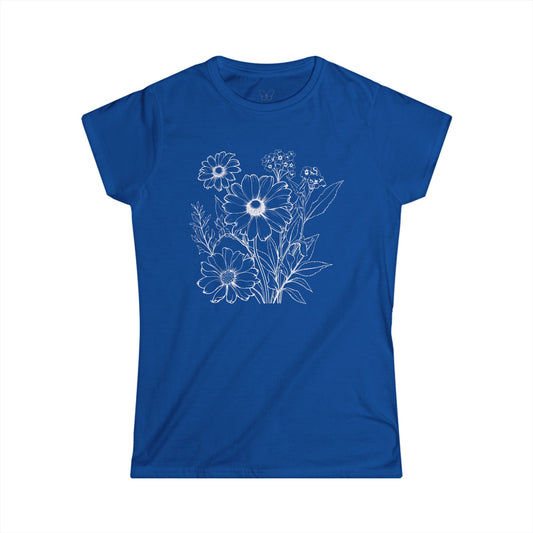 Floral Sketch Women's Tee — Hand-Drawn Wildflower Graphic