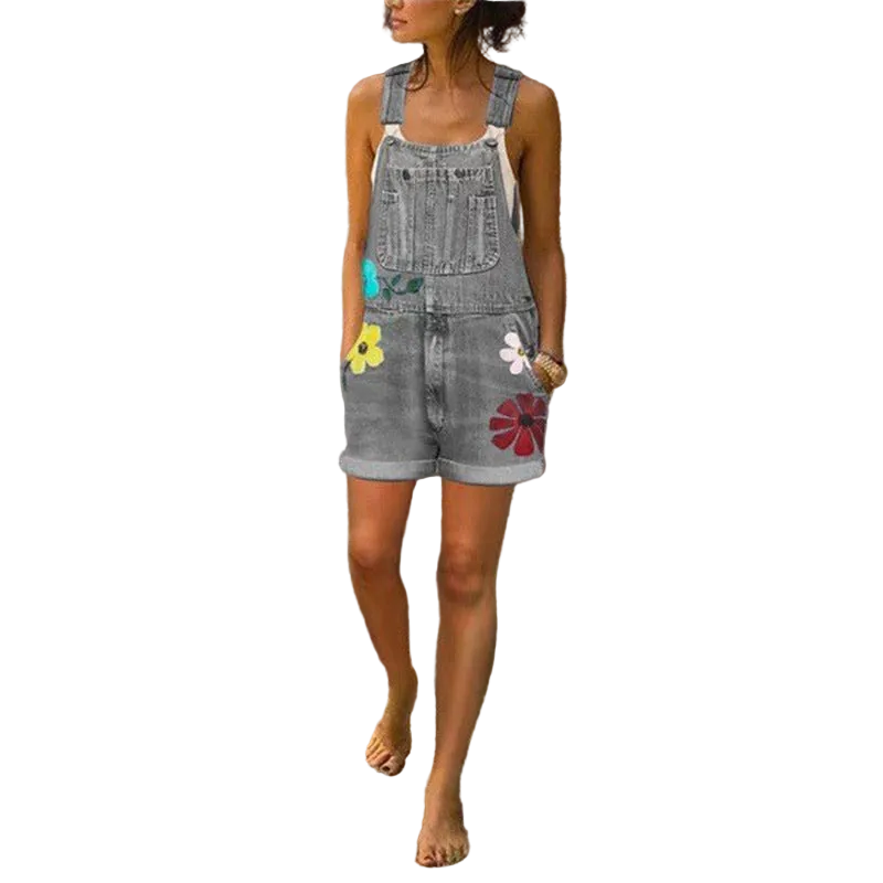 Women's Printed Slim Fit Bib Shorts