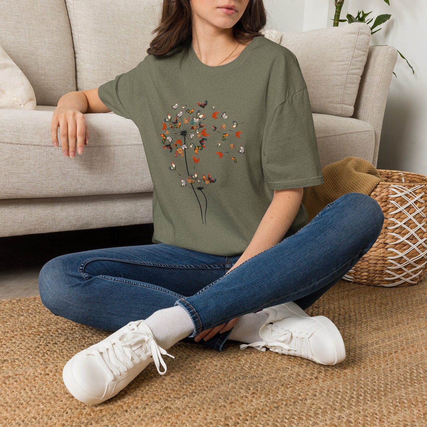 Chicken Dandelion T‑Shirt — Whimsical Floral Tee for Nature Lovers