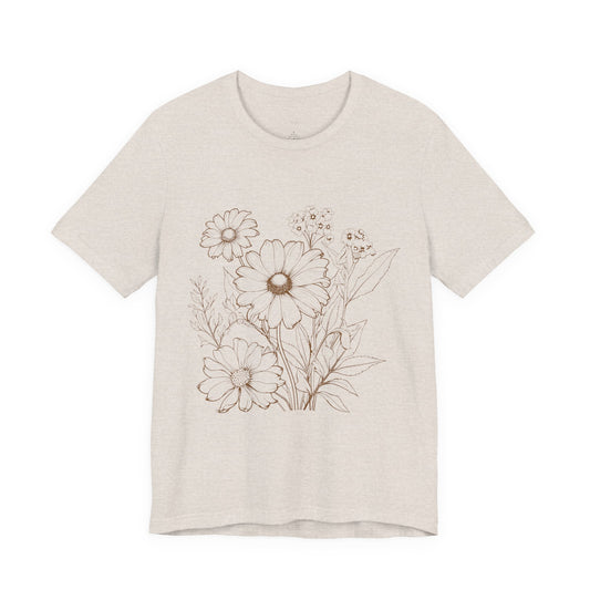 Floral Doodle Tee — Hand‑Drawn Daisy Bouquet T-Shirt