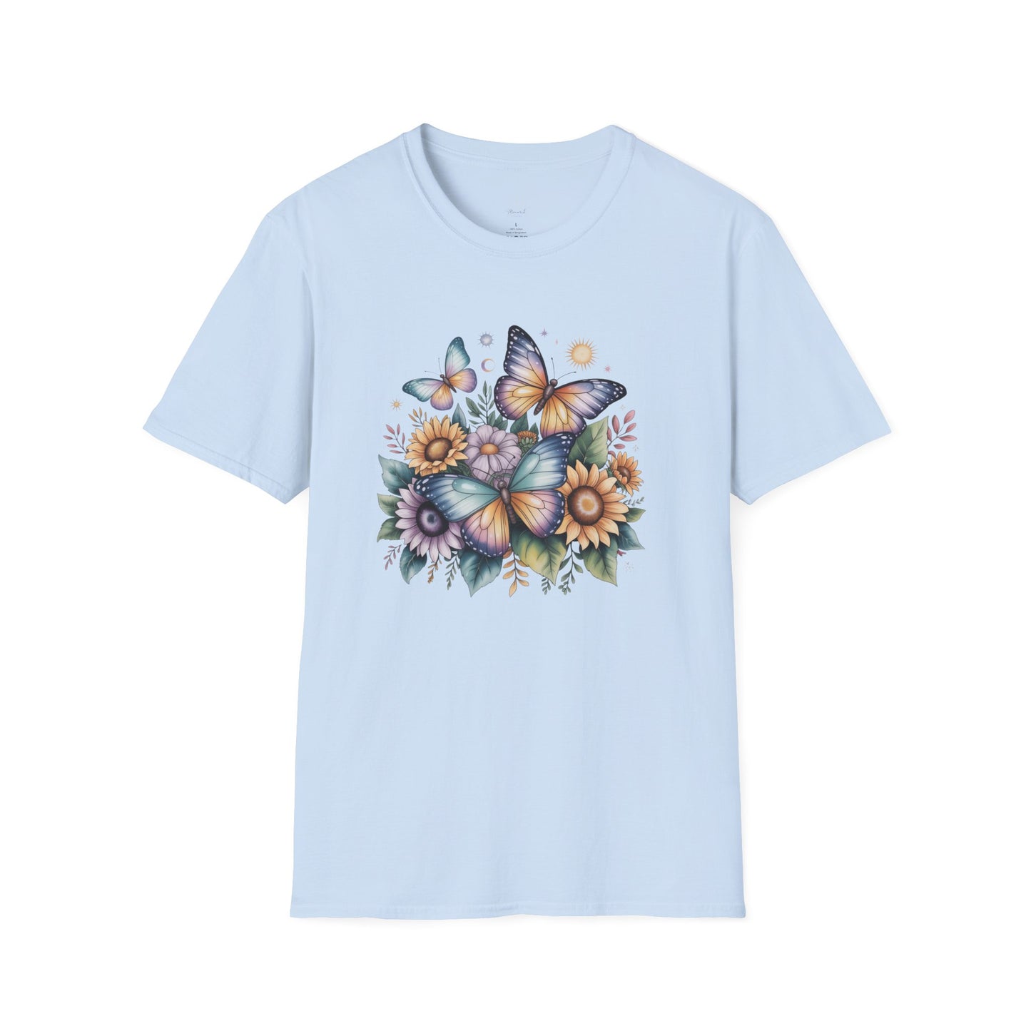 Butterfly Sunflower T-Shirt | Watercolor Floral Garden Tee