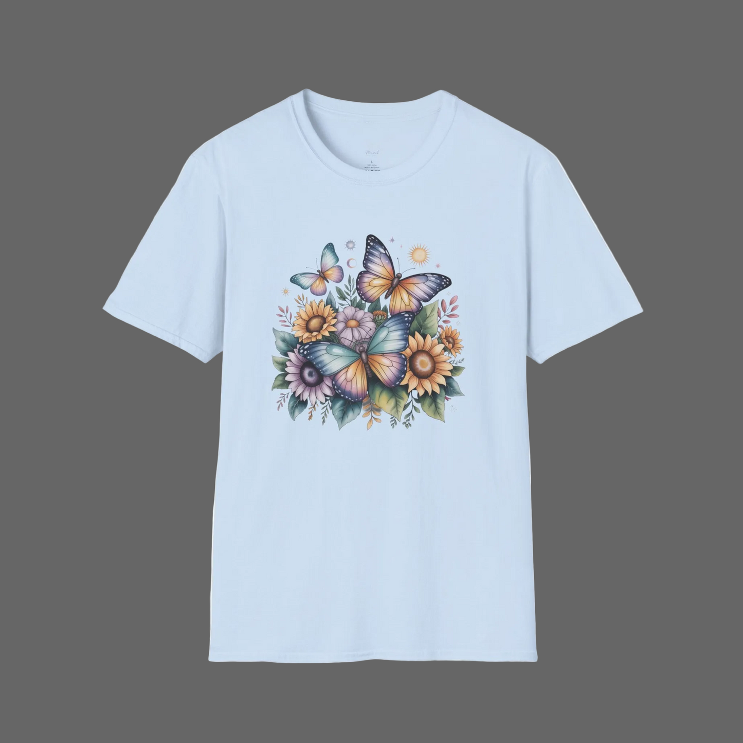 Butterfly Sunflower T-Shirt | Watercolor Floral Garden Tee