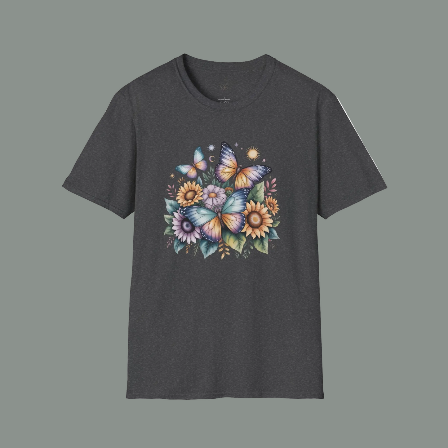 Butterfly Sunflower T-Shirt | Watercolor Floral Garden Tee