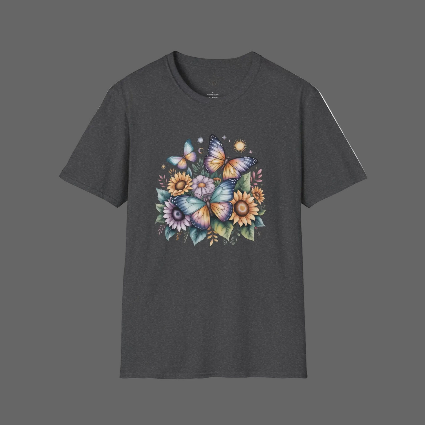 Butterfly Sunflower T-Shirt | Watercolor Floral Garden Tee