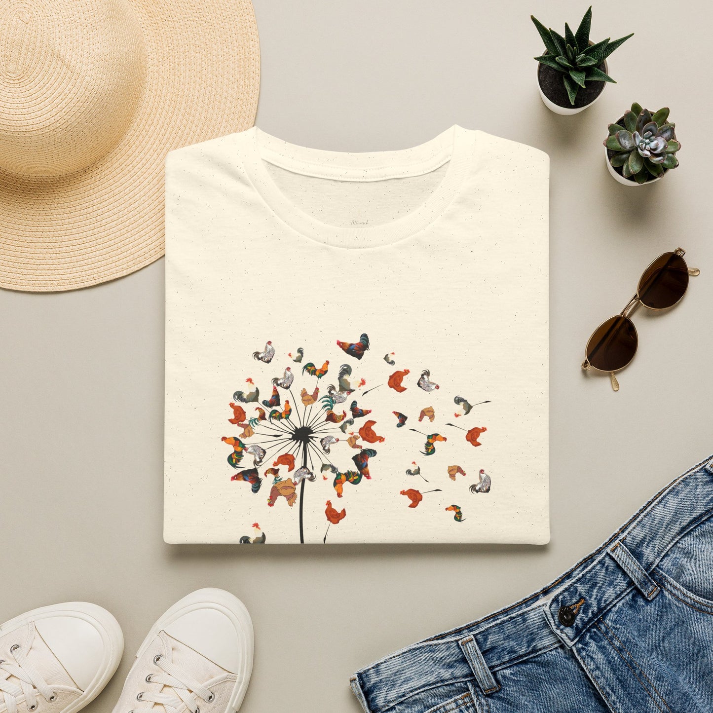 Chicken Dandelion T‑Shirt — Whimsical Floral Tee for Nature Lovers