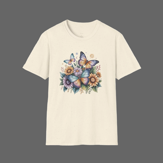 Butterfly Sunflower T-Shirt | Watercolor Floral Garden Tee
