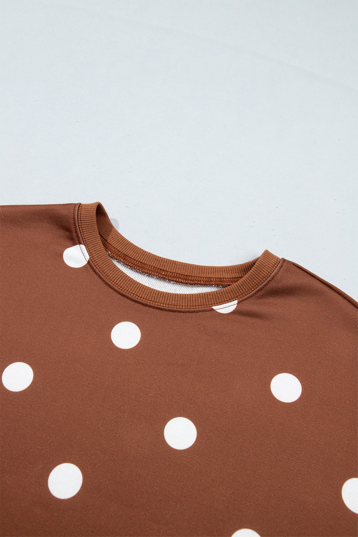 Brown Polka Dot Pullover & Skort Two-Piece Set