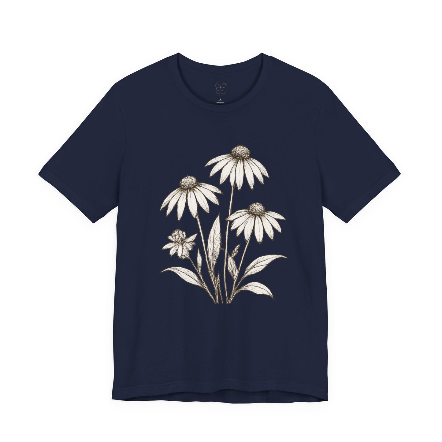 Daisy Sketch T‑Shirt — Vintage White Coneflowers Floral Tee