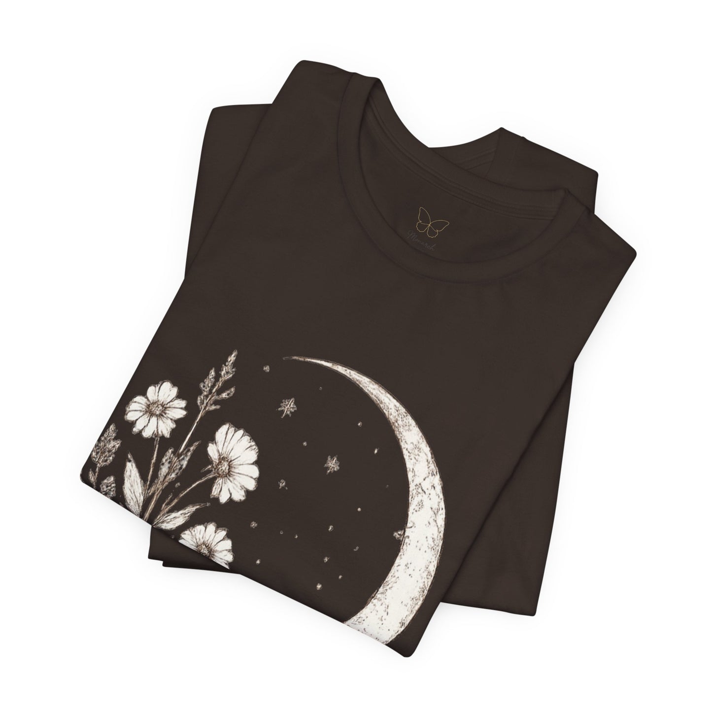 Crescent Moon Wildflower Tee — Botanical Graphic T-Shirt