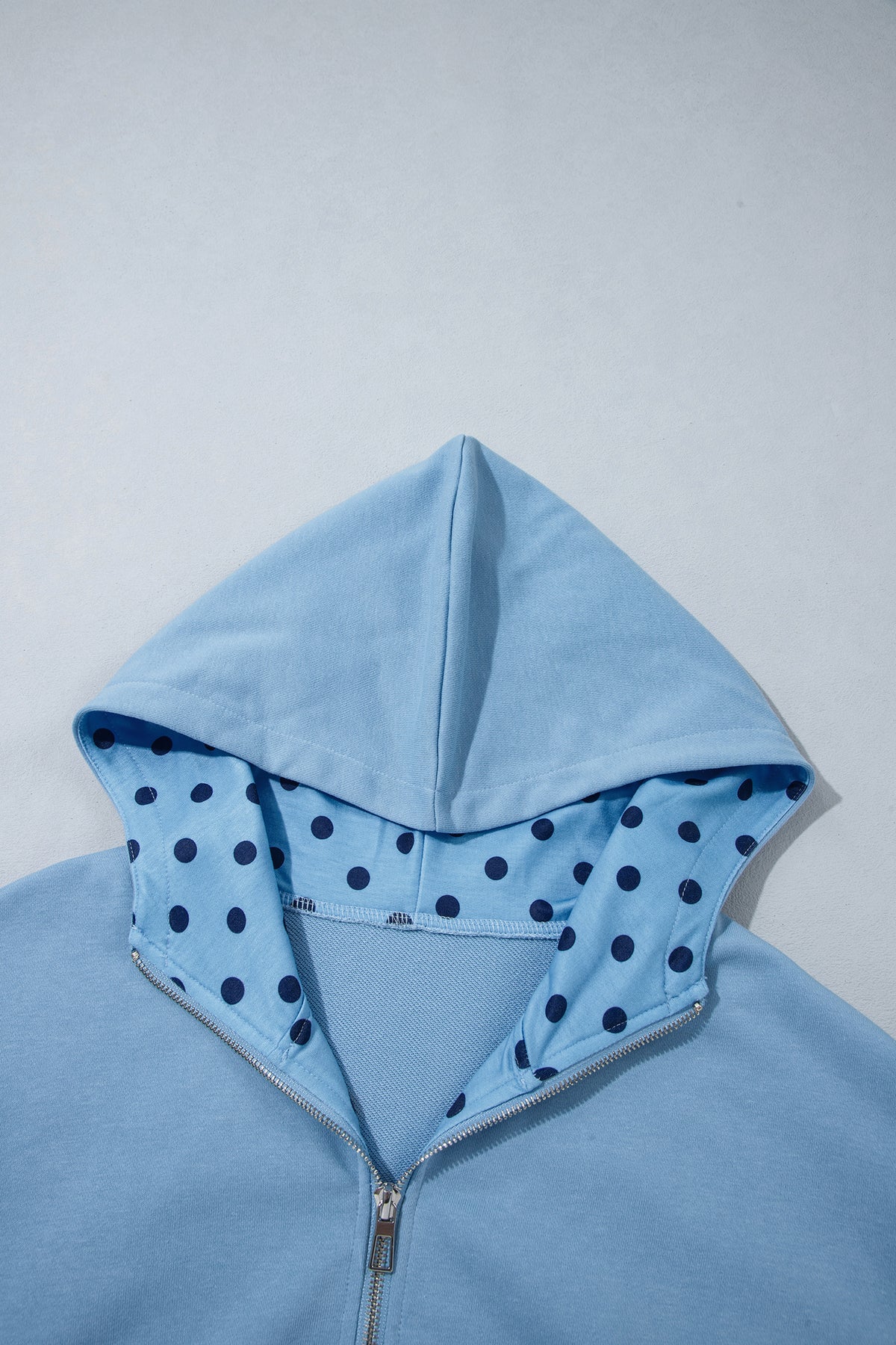 Polka Dot Lined Zip-Up Hoodie