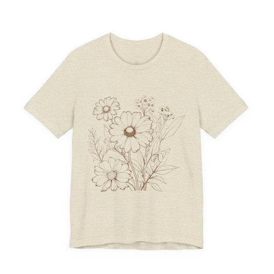 Floral Doodle Tee — Hand‑Drawn Daisy Bouquet T-Shirt