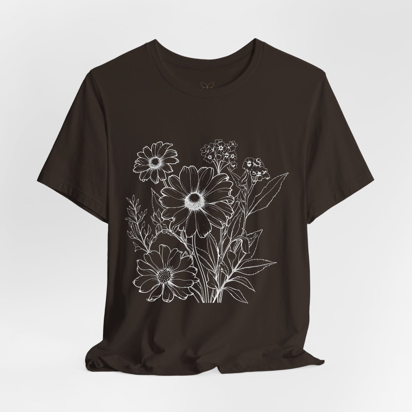 Floral Sketch Women's Tee — Hand-Drawn Wildflower Graphic