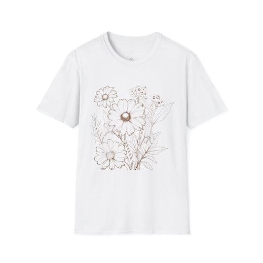 Floral Doodle Tee — Hand-Drawn Daisy Bouquet T-Shirt