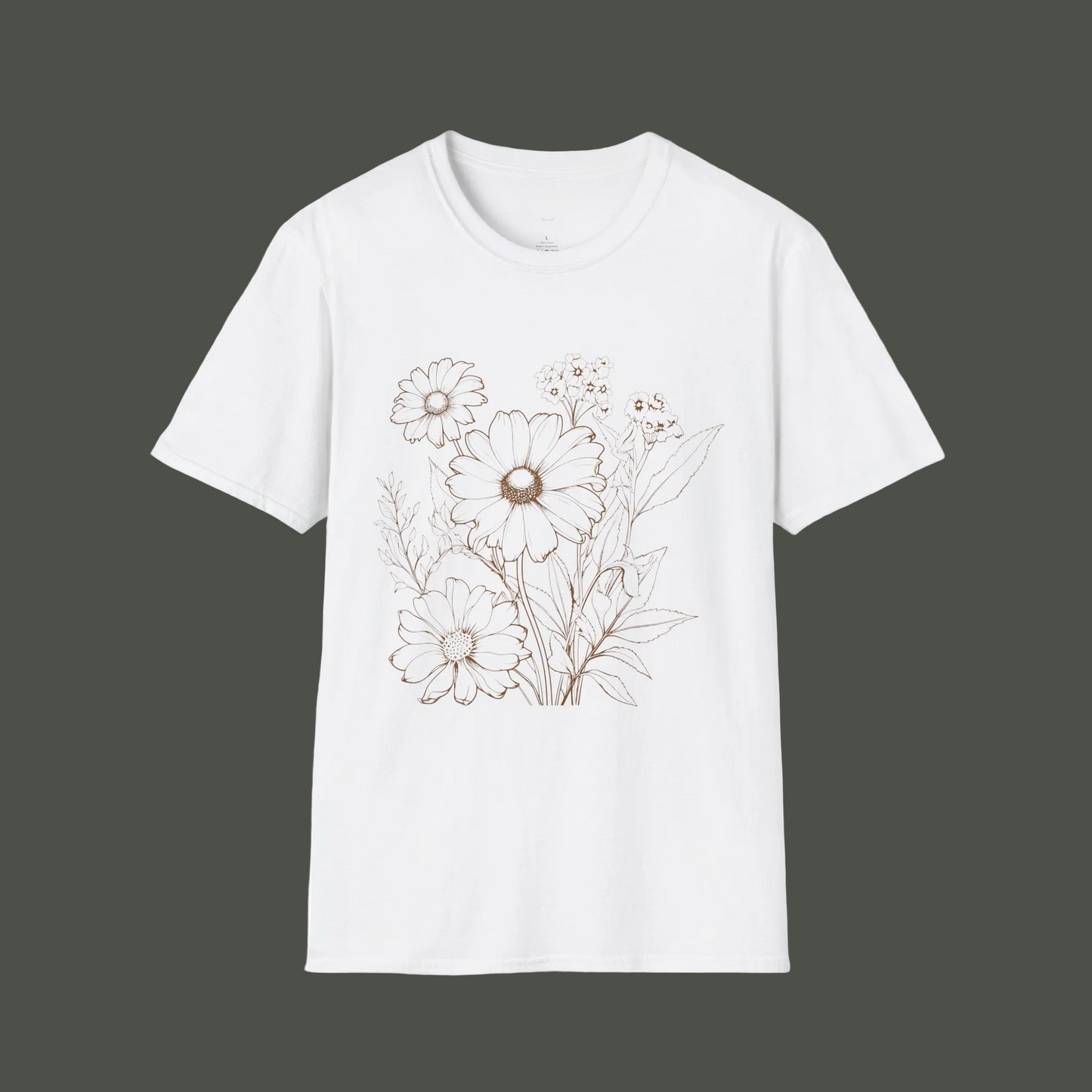 Floral Doodle Tee — Hand-Drawn Daisy Bouquet T-Shirt