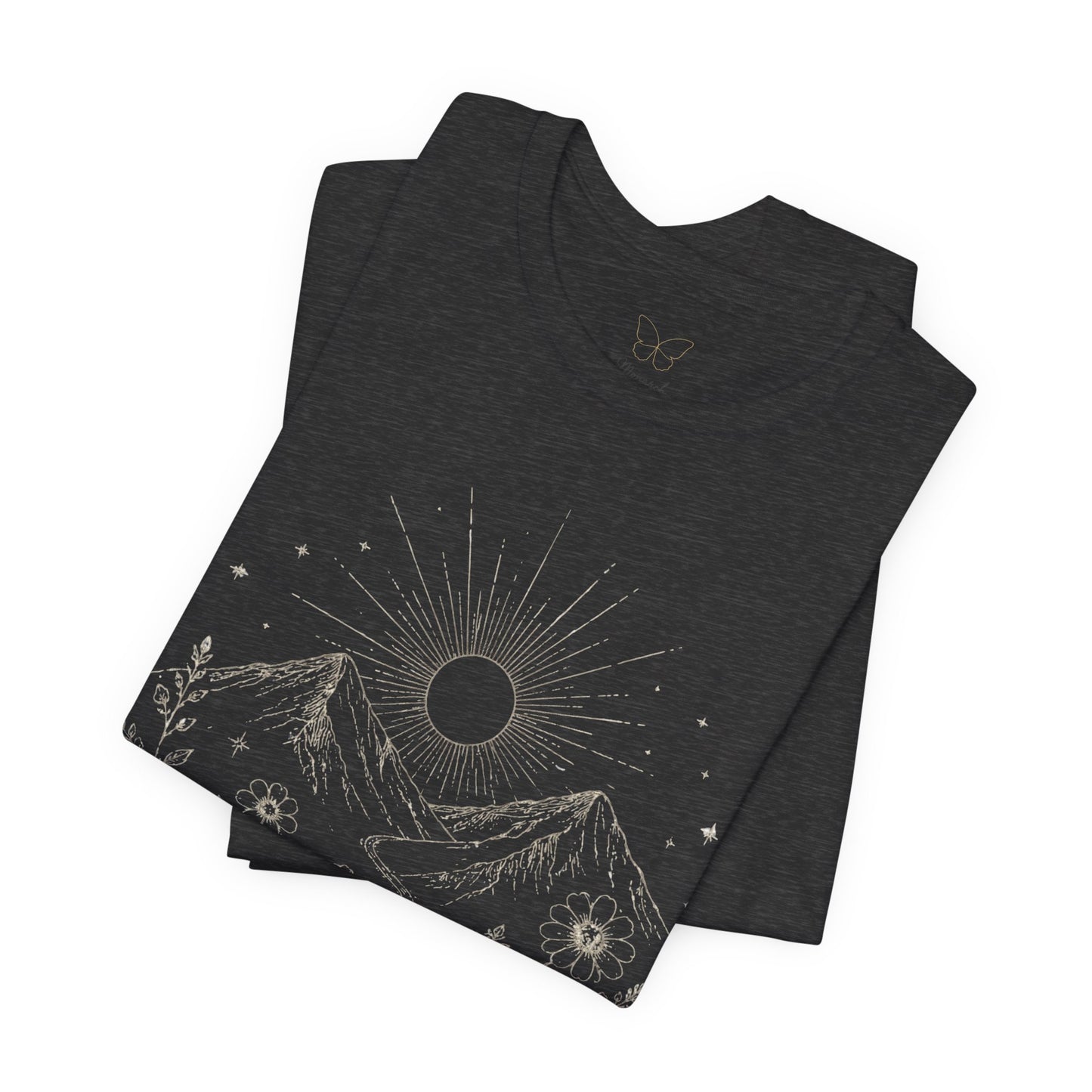 Mountain Moon Floral Tee — Celestial Mountain Sunflower Graphic T-Shirt
