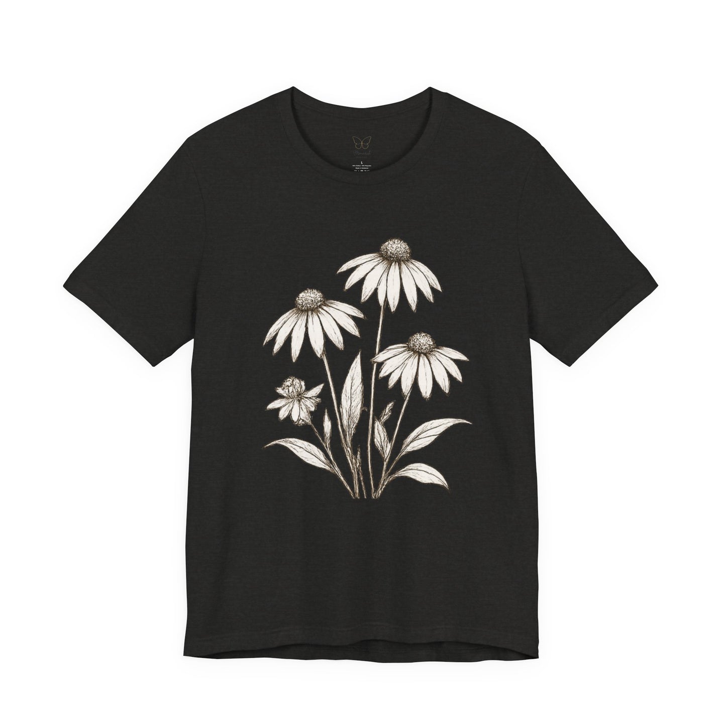 Daisy Sketch T‑Shirt — Vintage White Coneflowers Floral Tee