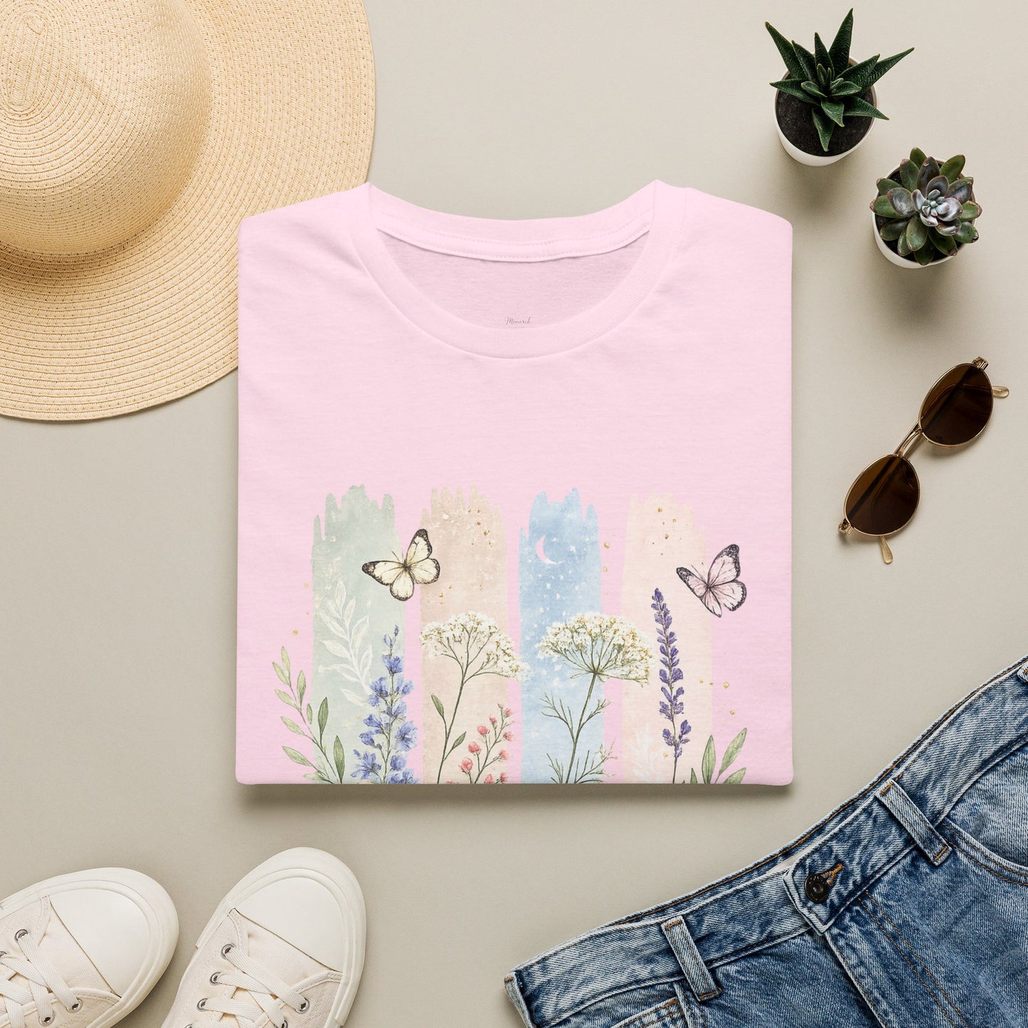 Floral Watercolor Butterfly T-Shirt — Pastel Garden Tee