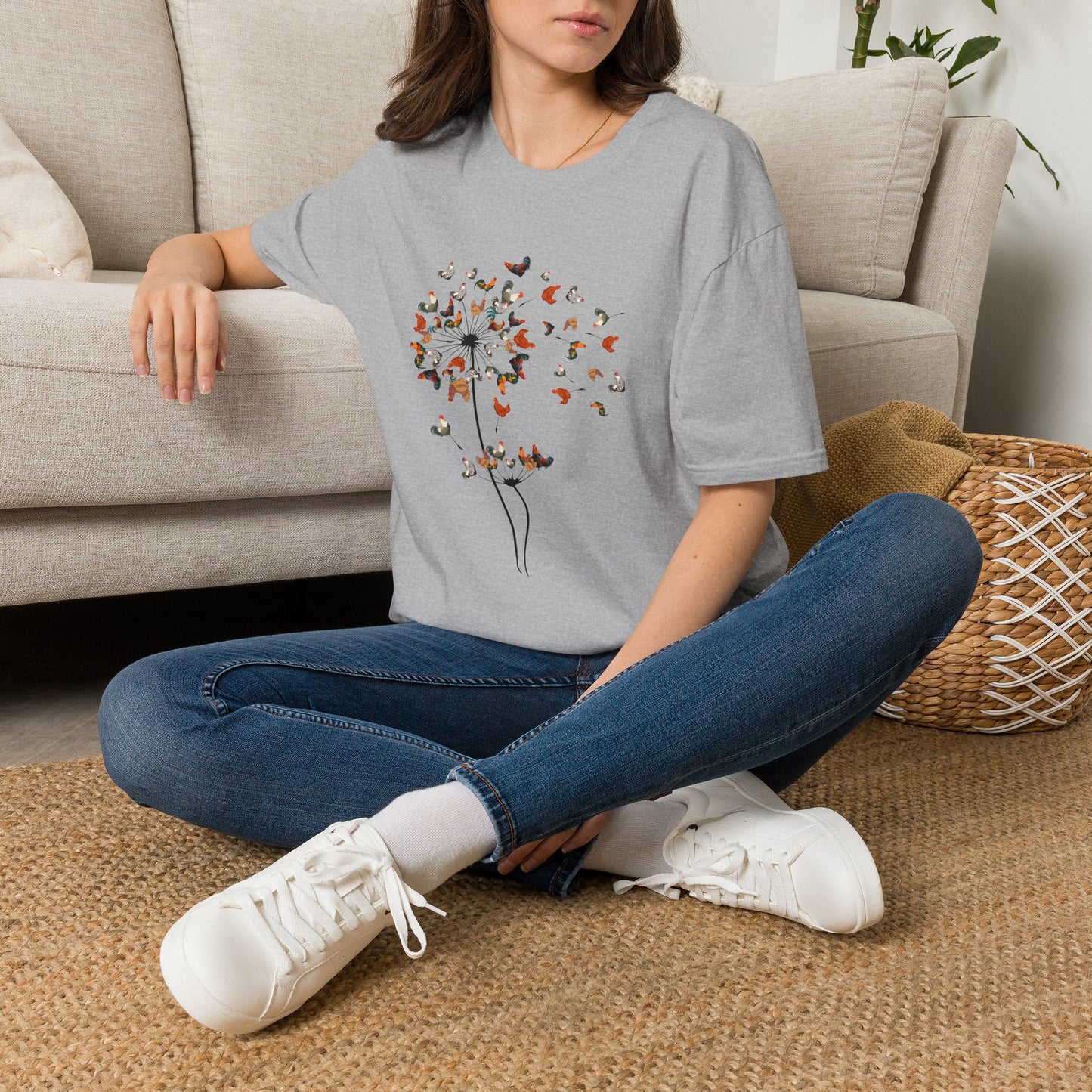 Chicken Dandelion T‑Shirt — Whimsical Floral Tee for Nature Lovers