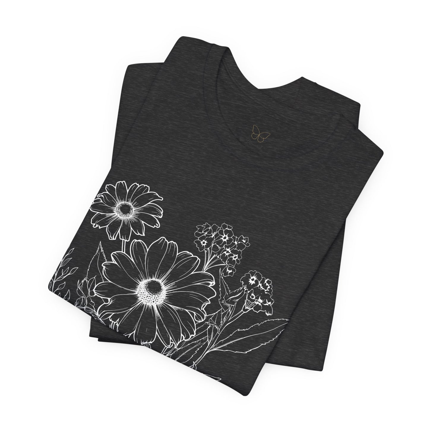Floral Sketch Women's Tee — Hand-Drawn Wildflower Graphic