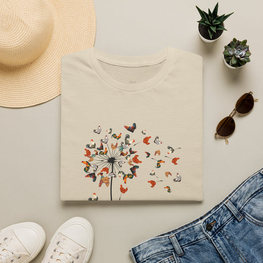 Chicken Dandelion T‑Shirt — Whimsical Floral Tee for Nature Lovers