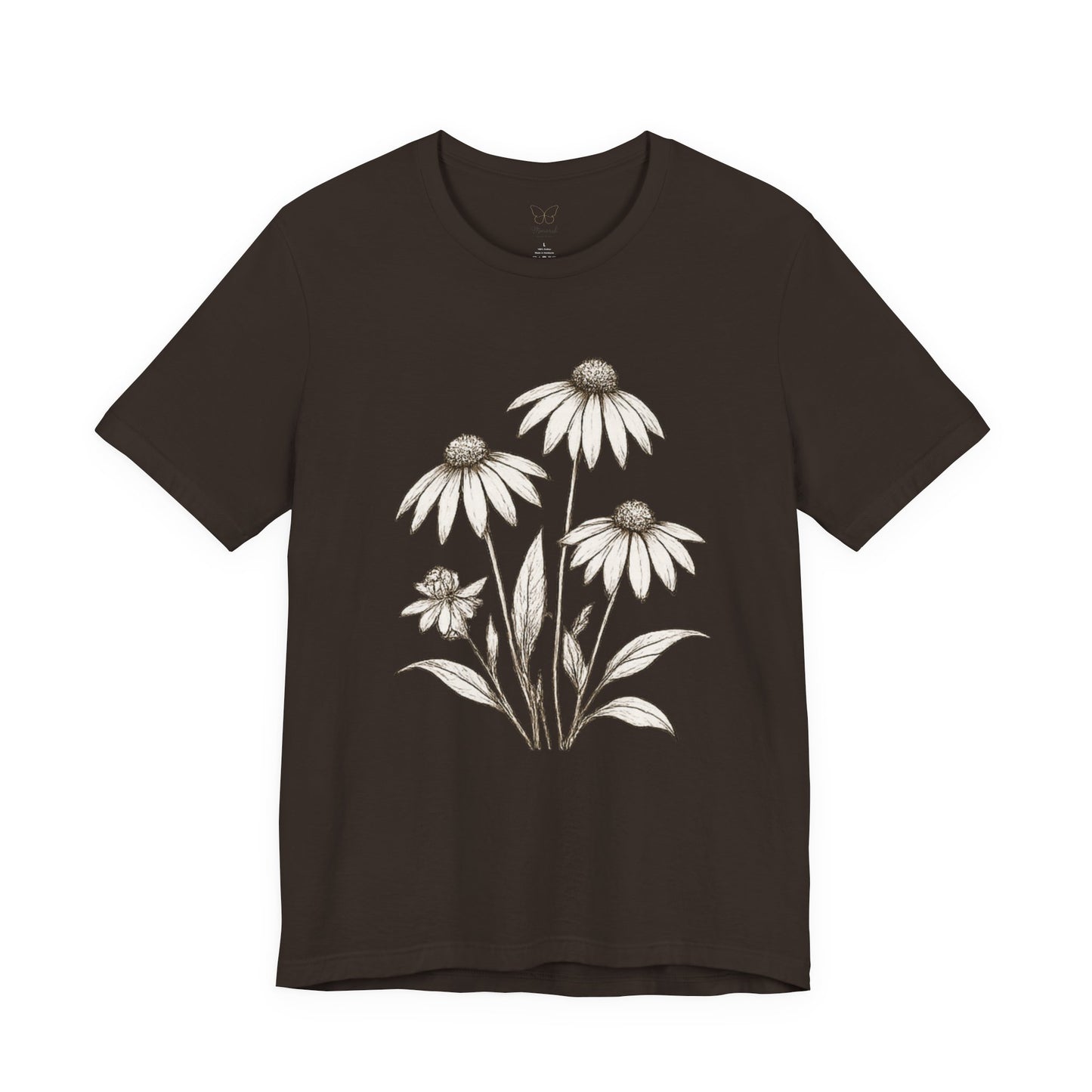 Daisy Sketch T‑Shirt — Vintage White Coneflowers Floral Tee