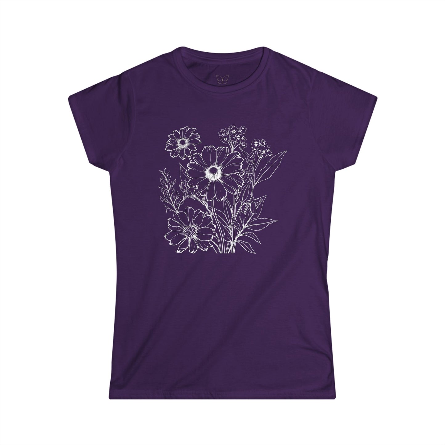 Floral Sketch Women's Tee — Hand-Drawn Wildflower Graphic