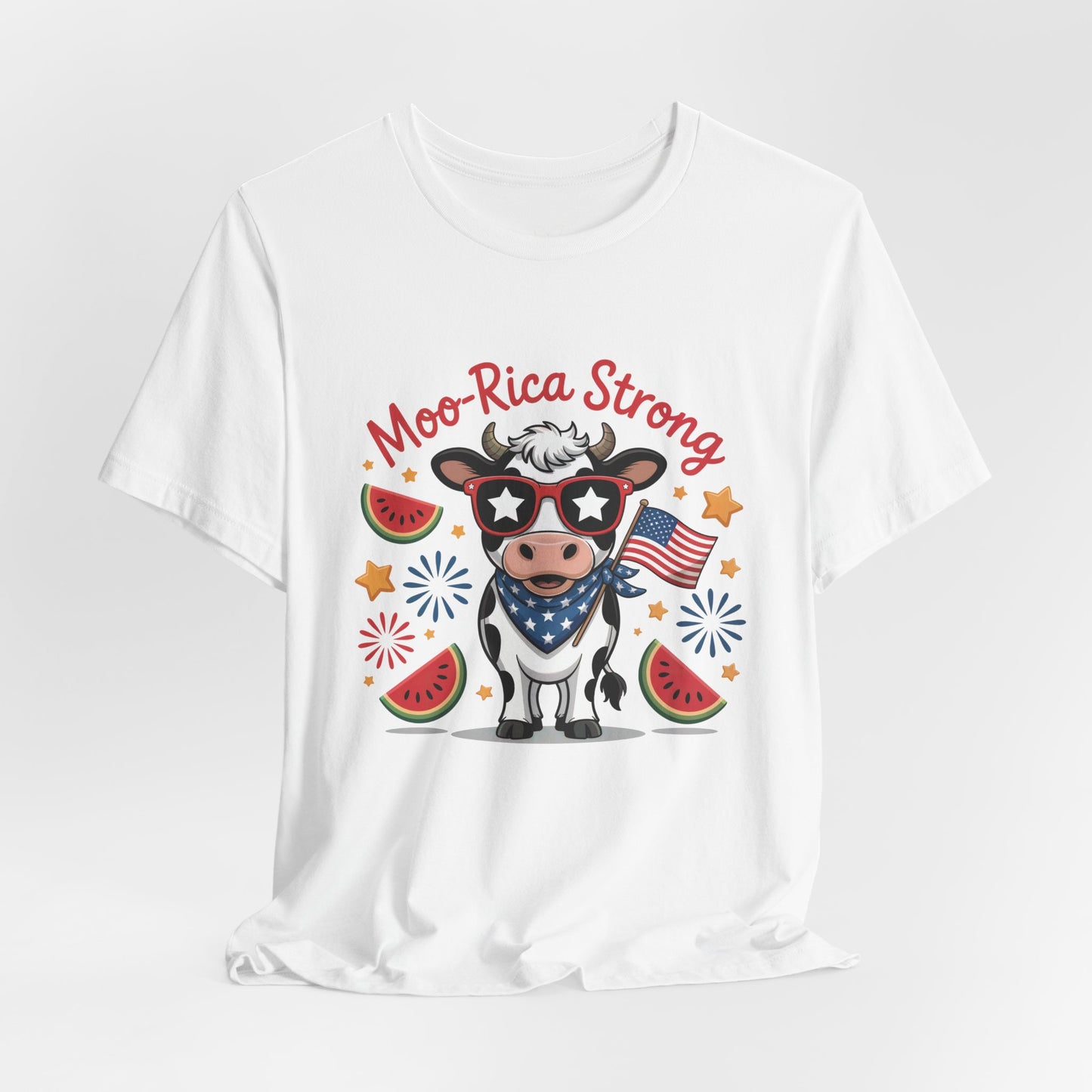 Moo-rica Patriotic Cow Graphic Tee